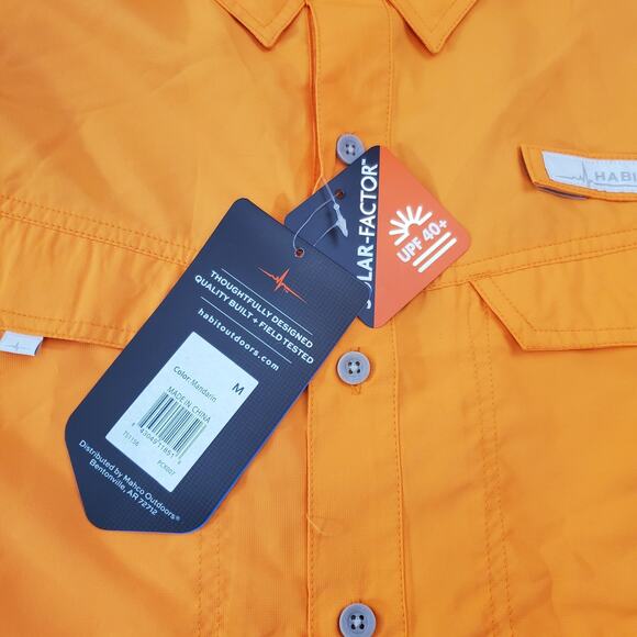 Habit Outdoor Shirt Men's Fishing Casual Long Sleeve Button Down Mandarin Solar - Picture 7 of 13
